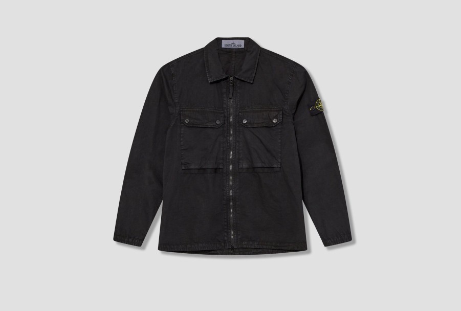 Clothing STONE ISLAND | Organic Cotton Brushed Canvas Garment Dyed 'Old' Effect 7915102Wn Black