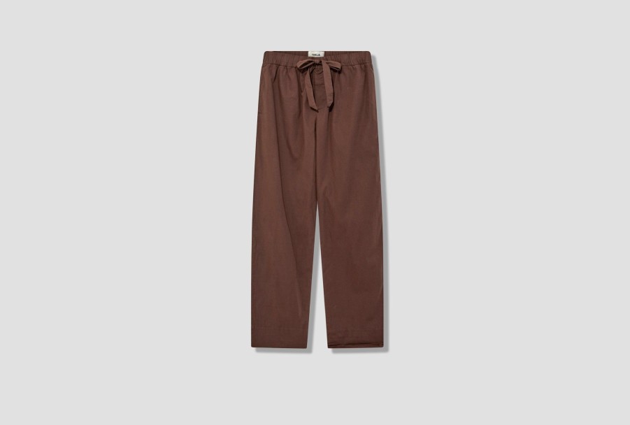 Clothing TEKLA | Unisex Sleepwear Pants – Poplin Dark Brown