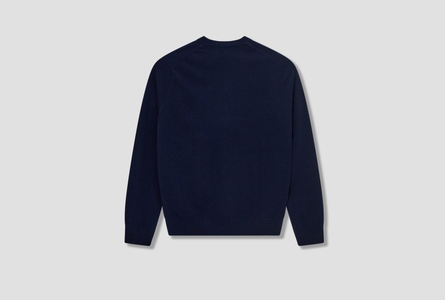 Clothing COMME des GARÇONS SHIRT | Forever-Fully Fashioned Knit Cardigan Round-Neck Fz-N106-Per Navy