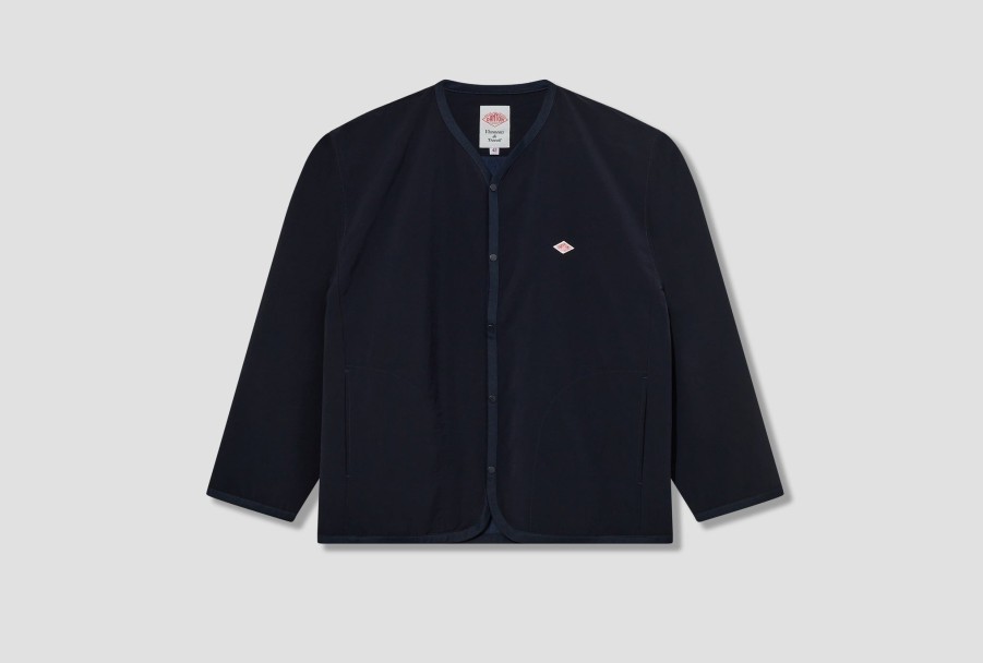 Clothing DANTON | Shirt Cardigan-Polyester Double Cloth #Dt-A0310 Pwc Navy