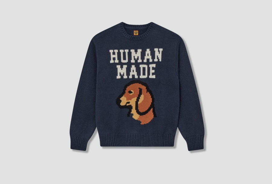 Clothing HUMAN MADE | Dachs Knit Sweater Hm26Cs038 Navy