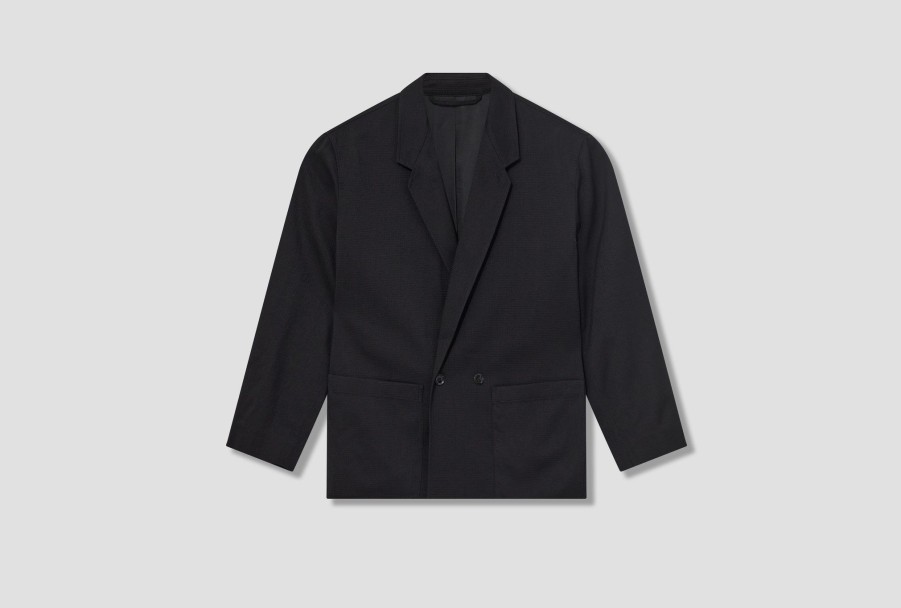 Clothing LEMAIRE | Workwear Db Jacket-Wool Silk Seersucker Ja1012 Lf1107 Black