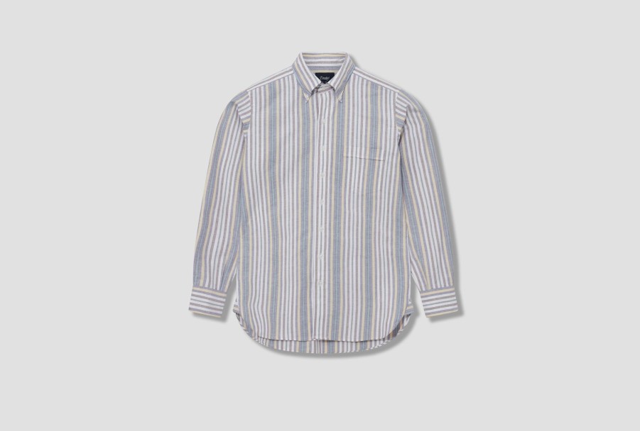 Clothing Drake’s | Thin Multi Stripe Bd Oxford Shirt Dr2A4A 23600-01 Purple