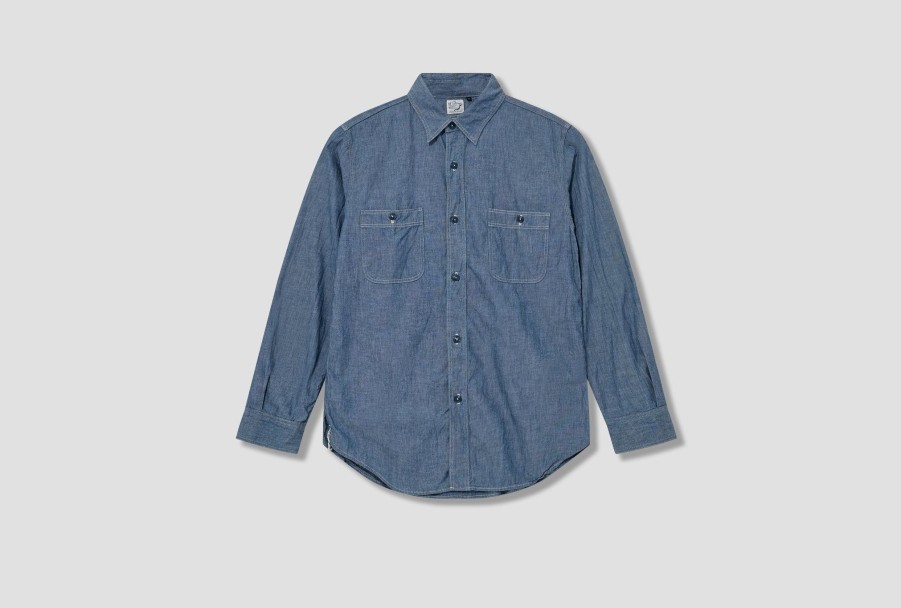 Clothing orSlow | Chambray Work Shirt-5Oz Original Chambray 01-8070-84 Light Blue