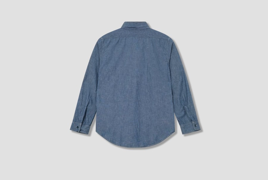 Clothing orSlow | Chambray Work Shirt-5Oz Original Chambray 01-8070-84 Light Blue