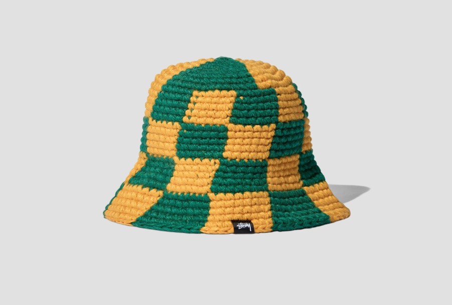 Accessories Stüssy | Checker Knit Bucket Hat 1321172 Green