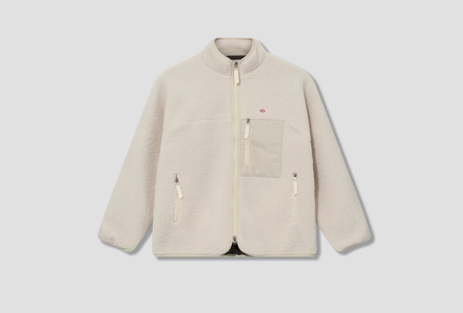 Clothing DANTON | Stand Collar Jacket-Light Boa #Dt-A0195 Lba Off White