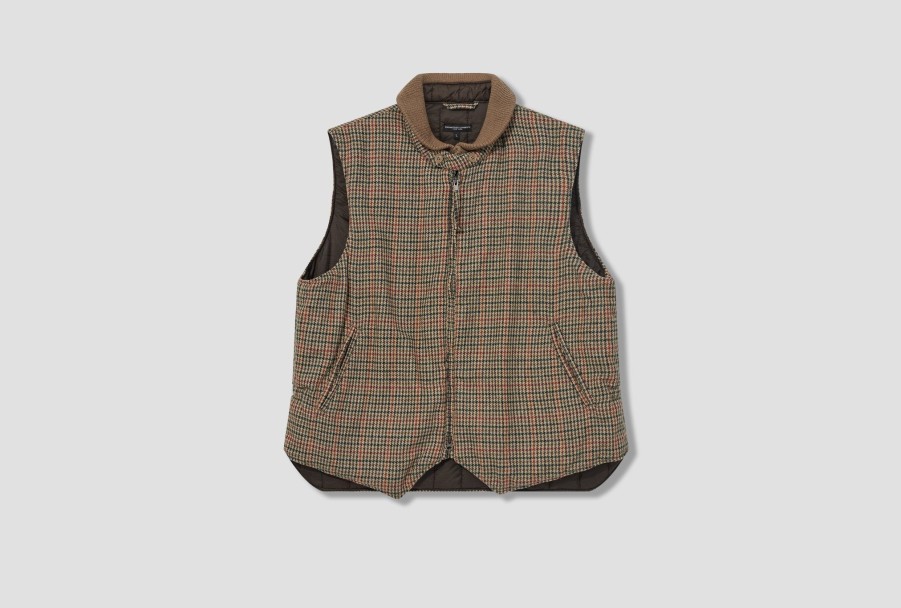 Clothing ENGINEERED GARMENTS | Ll Vest-Khaki Acrylic Wool Gunclub Check Bg017/23F1C012