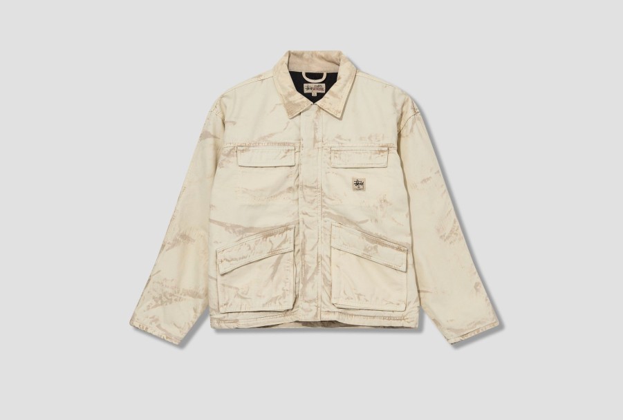 Clothing Stüssy | Distressed Canvas Shop Jacket 115726 Khaki