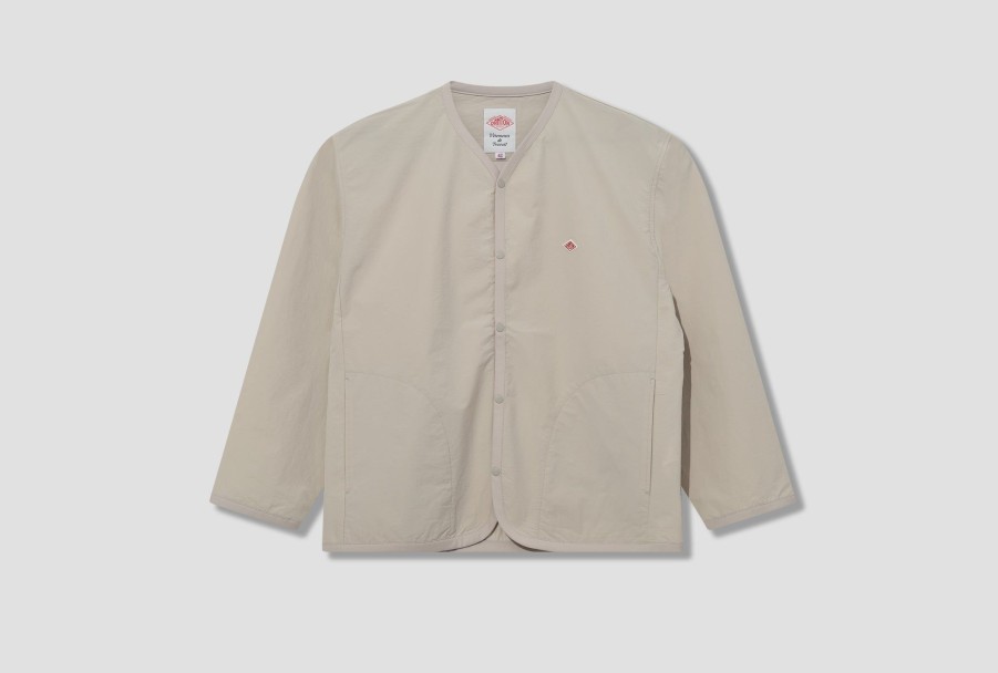 Clothing DANTON | Shirt Cardigan-Polyester Double Cloth #Dt-A0310 Pwc Beige