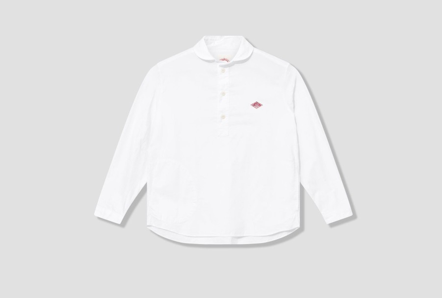 Clothing DANTON | Round Collar P.O Shirt L/S #Jd-3568 Yox White