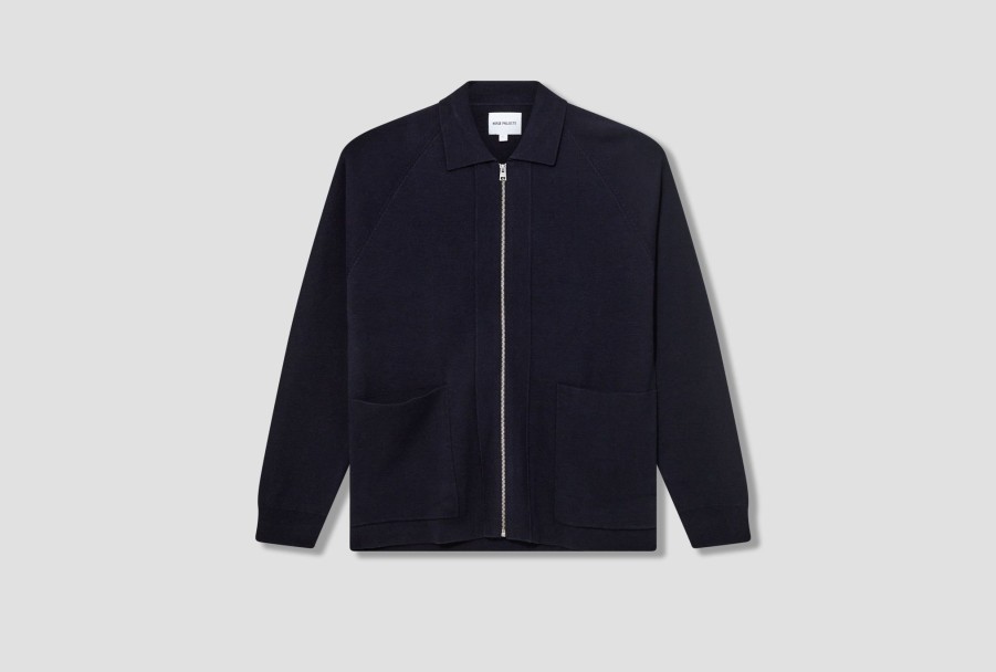 Clothing NORSE PROJECTS | Bjarne Milano Full Zip Jacket N45-0585 Navy