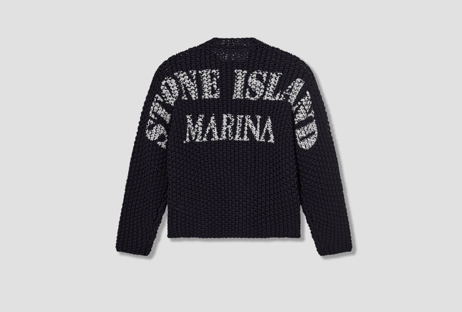 Clothing STONE ISLAND | Handmade Effect On Chain Stitch Nylon Stone Island Marina 7915557Xb Navy