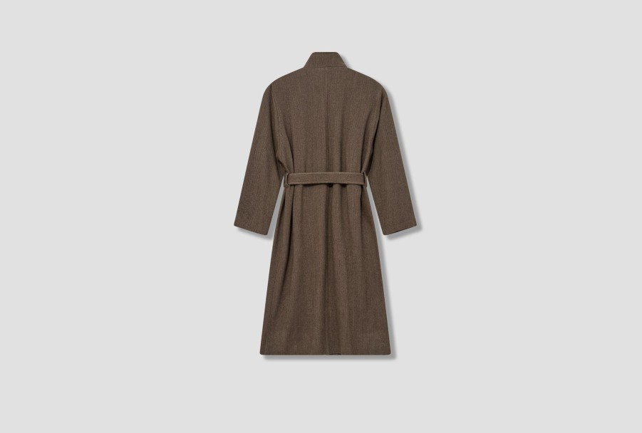 Clothing LEMAIRE | Bathrobe Coat-Herringbone Wool Alpaca Co1032 Lf1159 Dark Brown