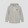 Clothing COMME des GARÇONS PLAY | Play Comme Des Garcons Mens Zip Hooded Sweatshirt Red Heart P1T168 Grey