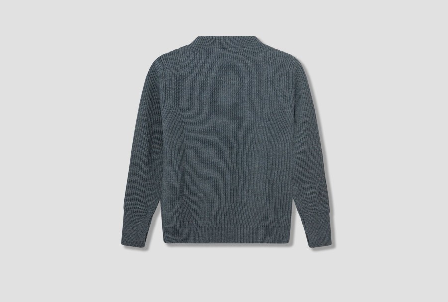 Clothing ANDERSEN-ANDERSEN | Navy Crewneck-G5/Indigo Dyed Yarn Light Blue