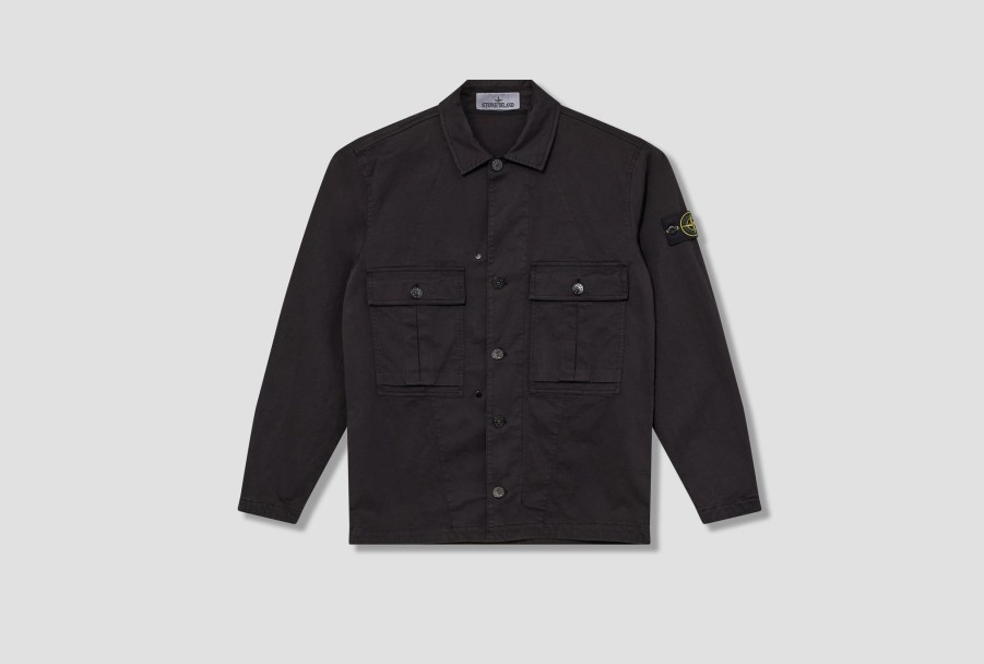 Clothing STONE ISLAND | Stretch Cotton Wool Satin Garment Dyed 791510414 Black