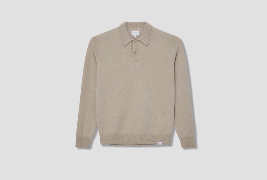 Clothing NORSE PROJECTS | Marco Merino Lambswool Polo N45-0536 Beige