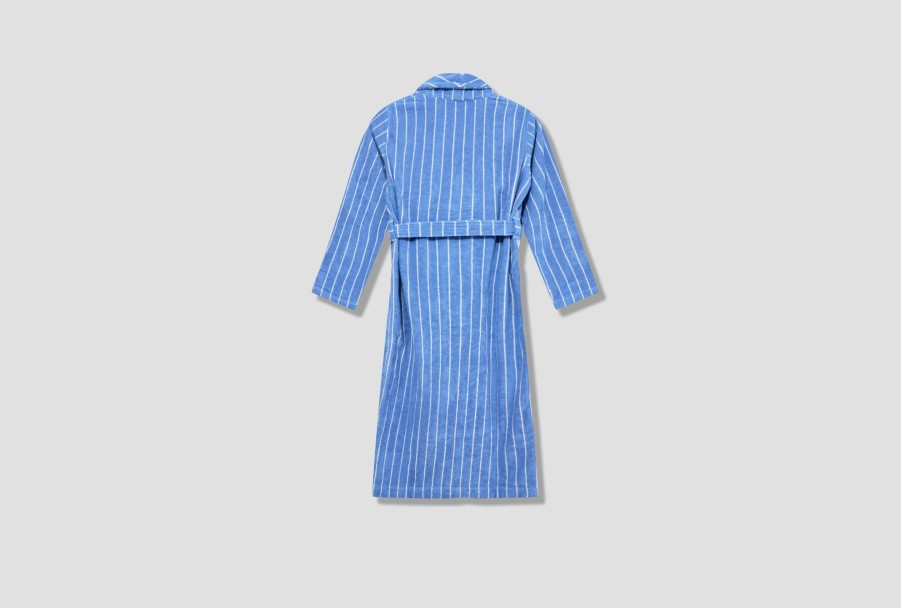 Lifestyle TEKLA | Classic Bathrobe-Terry Stripes Blue