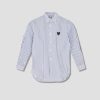 Clothing COMME des GARÇONS PLAY | Play Comme Des Garcons Mens Striped Shirt Black Heart P1B020 Blue