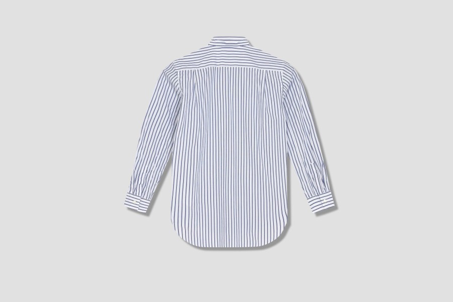 Clothing COMME des GARÇONS PLAY | Play Comme Des Garcons Mens Striped Shirt Black Heart P1B020 Blue