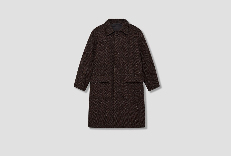 Clothing Drake’s | Herringbone Raglan Overcoat Dr2A1Q 23506-01 Brown