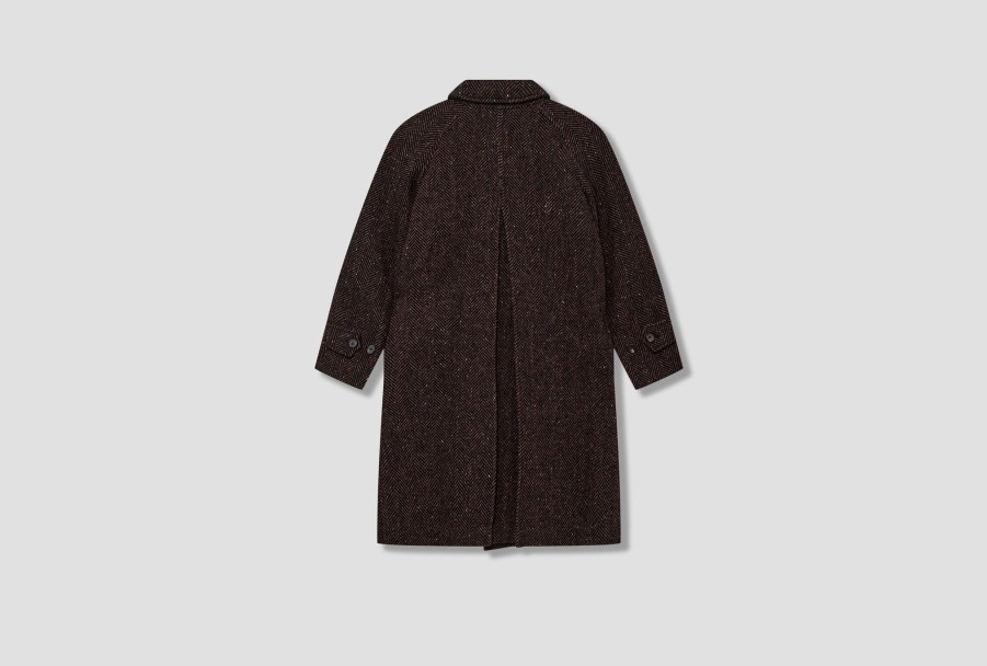 Clothing Drake’s | Herringbone Raglan Overcoat Dr2A1Q 23506-01 Brown