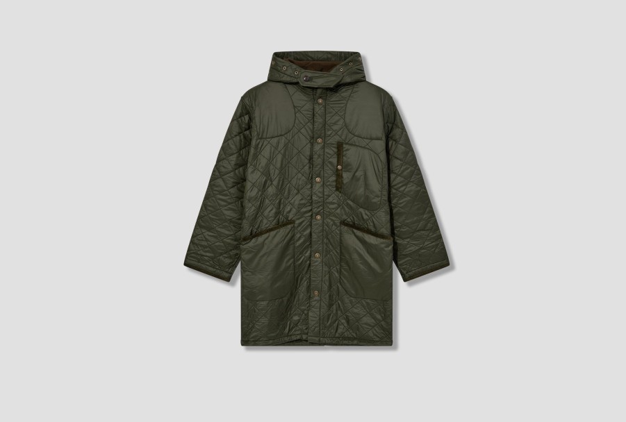 Clothing Barbour | Heritage +-Overnight Polar Quilted Parka Jacket Mqu1739 Olive