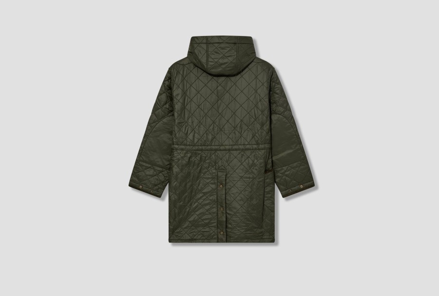 Clothing Barbour | Heritage +-Overnight Polar Quilted Parka Jacket Mqu1739 Olive