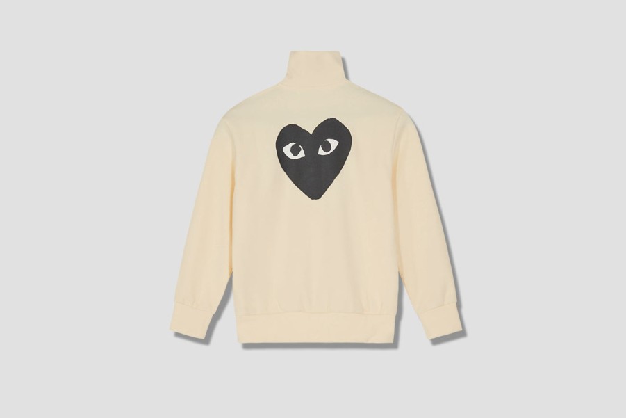 Clothing COMME des GARÇONS PLAY | Play Comme Des Garcons Mens Sweatshirt Big Heart P1T256 Off White