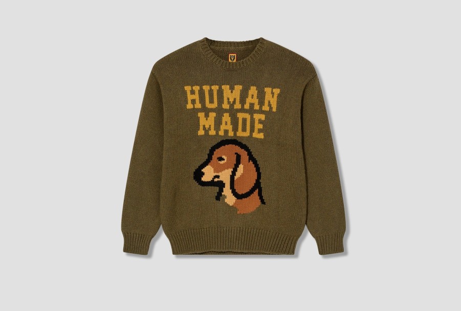 Clothing HUMAN MADE | Dachs Knit Sweater Hm26Cs038 Green