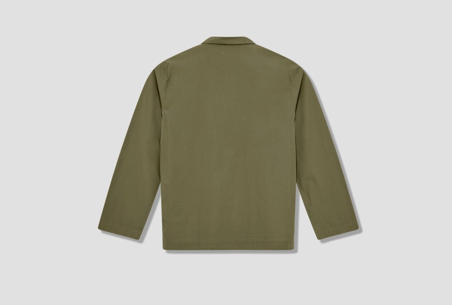 Clothing TEKLA | Unisex Sleepwear Long Sleeve Shirt – Poplin Olive