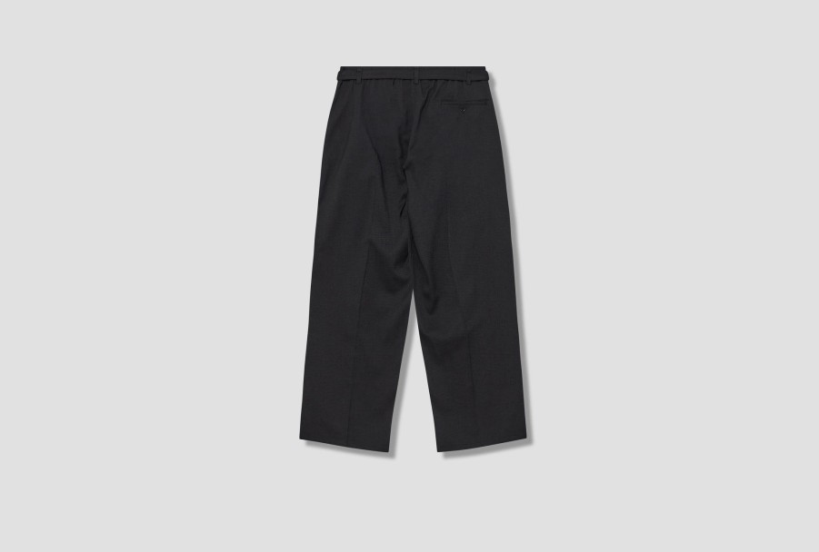 Clothing LEMAIRE | Belted Easy Pants-Wool Silk Seersucker Pa1041 Lf1107 Black